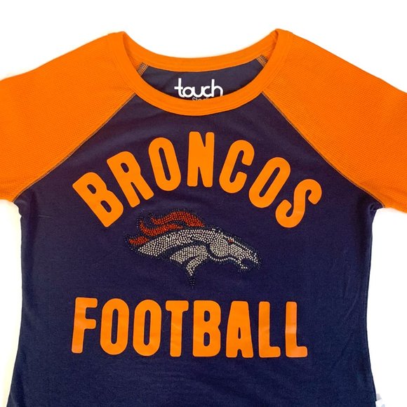 Denver Broncos Touch Women's Waffle Long Sleeve T-Shirt Navy Orange - Small - Picture 10 of 11